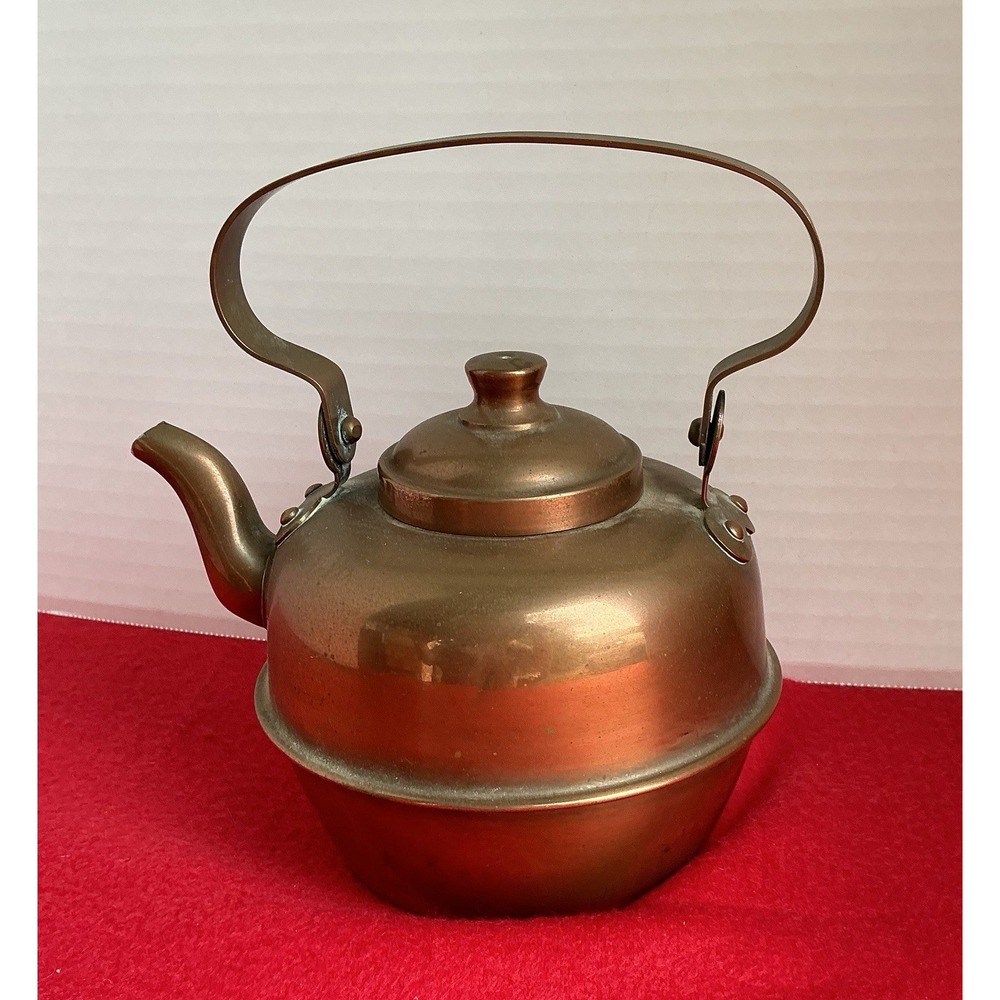 Vintage Miniature Copper Teapot Kettle with Handle | Collectible Decor 4.5" tall